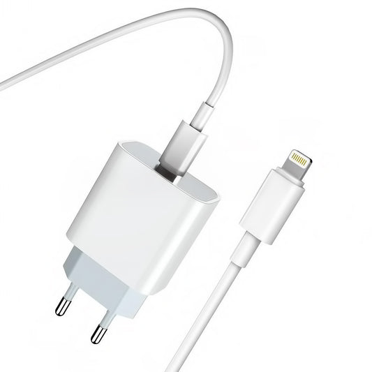 Nettlader med Lightning-kabel Prestico F8S, 20W, 3A, 1 x USB-C, Hvit