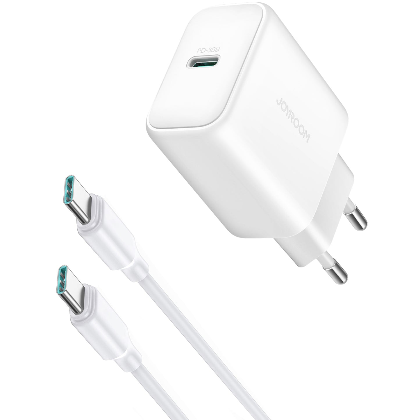 Nettlader med USB-C-kabel Joyroom JR-TCF24, 30W, 3A, 1 x USB-C, Hvit