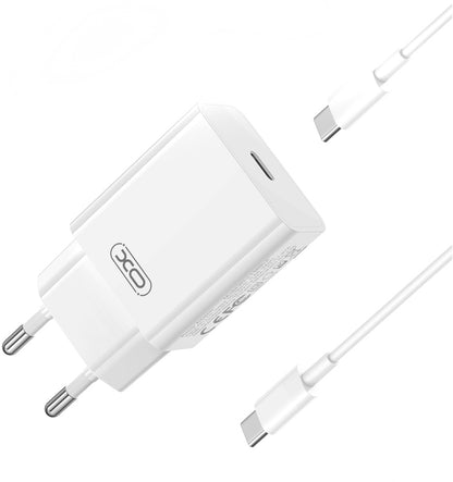 Nettlader med USB-C-kabel XO Design L126, 20W, 3A, 1 x USB-C, Hvit