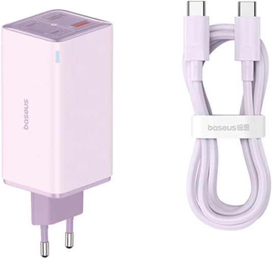 Nettlader med USB-C-kabel Baseus GaN6 Pro, 100W, 3.25A, 2 x USB-A - 2 x USB-C, Lilla P10162705532-00