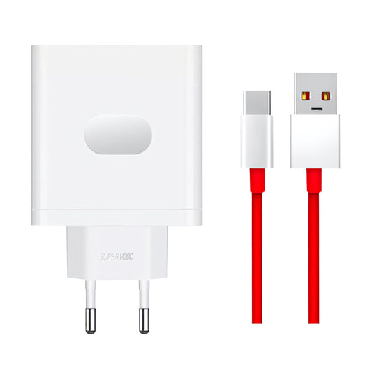 Nettlader med USB-C-kabel OnePlus VCBA0BEH, 100W, 9.1A, 1 x USB-A, Hvit 5461100521