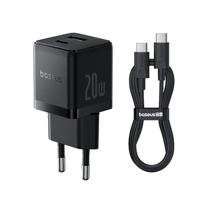 Nettlader med USB-C-kabel Baseus Palm, 20W, 3A, 1 x USB-A - 1 x USB-C, Svart P10111608113-01