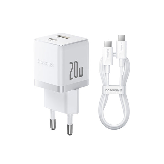 Nettlader med USB-C-kabel Baseus Palm, 20W, 3A, 1 x USB-A - 1 x USB-C, Hvit P10111608213-01