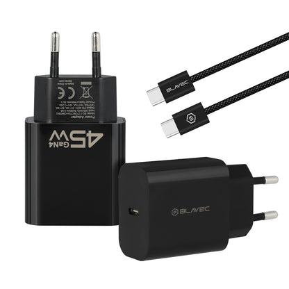 Nettlader med USB-C-kabel Blavec BC-7, 45W, 3A, 1 x USB-C, Svart