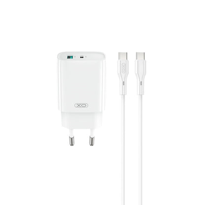 Nettlader med USB-C-kabel XO Design CE29, 20W, 3A, 1 x USB-A - 1 x USB-C, Hvit