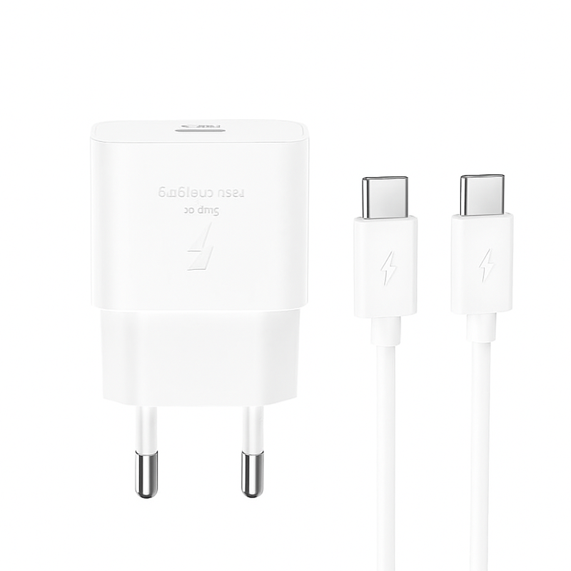 Nettlader med USB-C-kabel XO Design L167, 25W, 3A, 1 x USB-C, Hvit