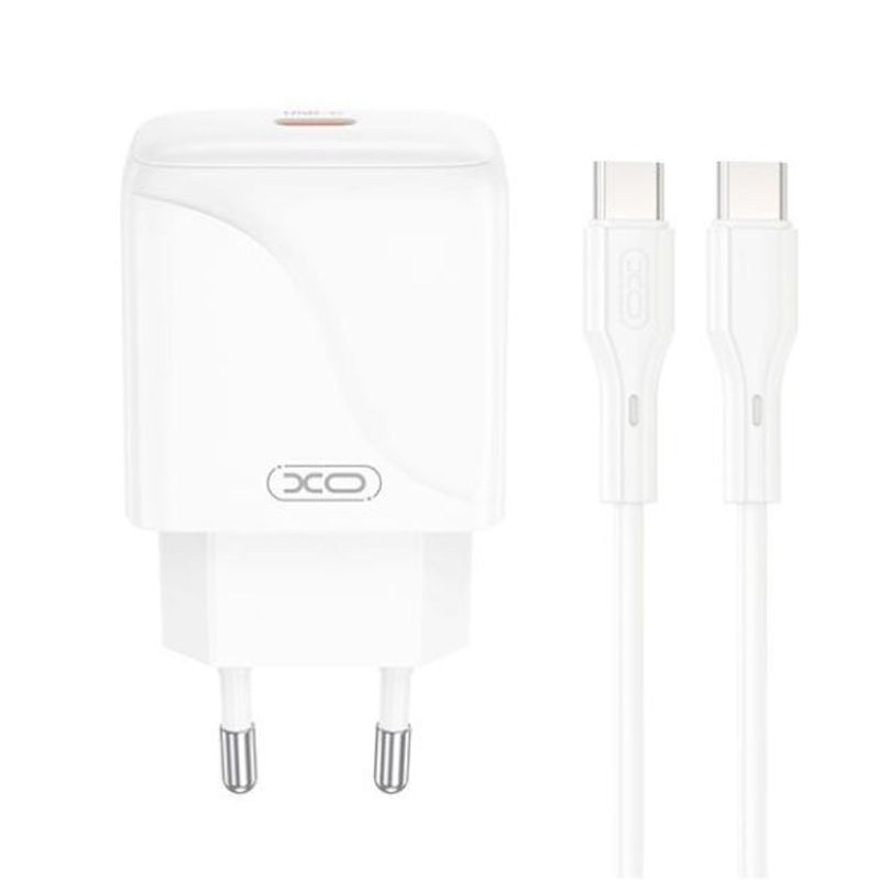 Nettlader med USB-C-kabel XO Design L141, 20W, 3A, 1 x USB-C, Hvit