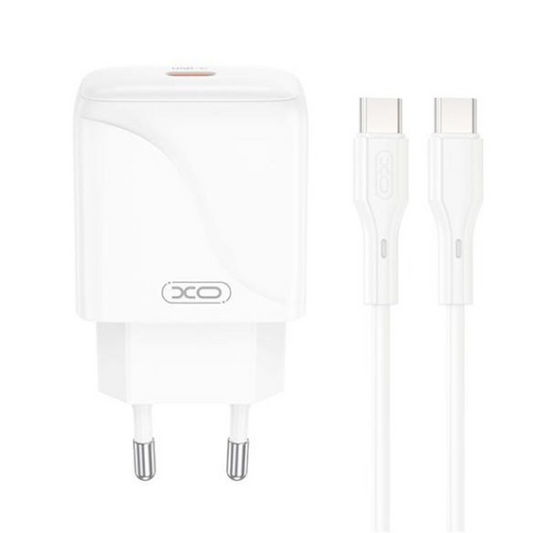 Nettlader med USB-C-kabel XO Design L141, 20W, 3A, 1 x USB-C, Hvit