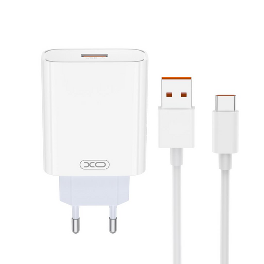 Nettlader med USB-C-kabel XO Design L164, 30W, 1 x USB-A, Hvit