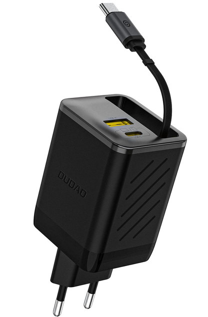 Nettlader med USB-C-kabel Dudao A67EU, 67W, 3.35A, 1 x USB-A - 1 x USB-C, Svart