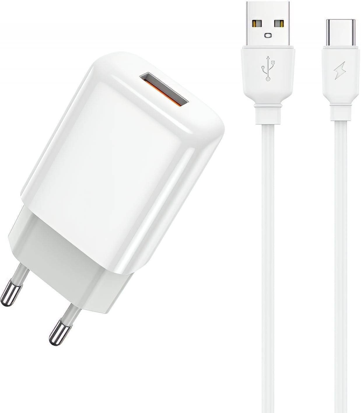 Nettlader med USB-C-kabel Prestico F9S, 12W, 2.4A, 1 x USB-A, Hvit