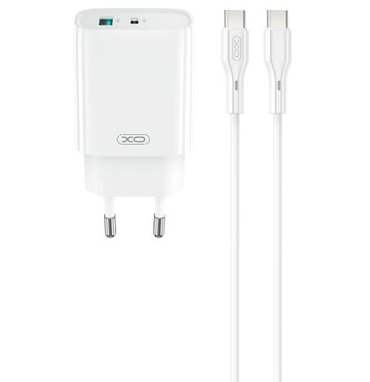 Nettlader med USB-C-kabel XO Design CE30, 30W, 3A, 1 x USB-A - 1 x USB-C, Hvit