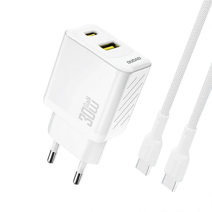 Nettlader med USB-C-kabel Dudao A27TCEU, 30W, 1 x USB-A - 1 x USB-C, Hvit