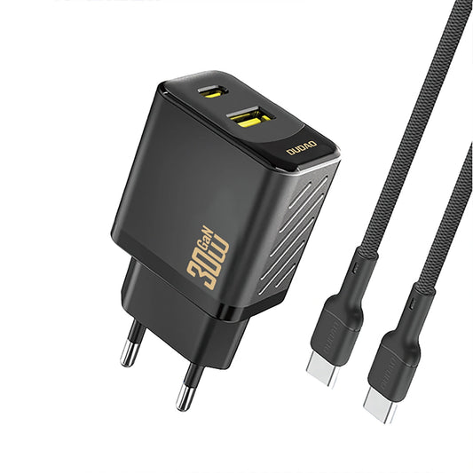 Nettlader med USB-C-kabel Dudao A27TCEU, 30W, 1 x USB-A - 1 x USB-C, Svart