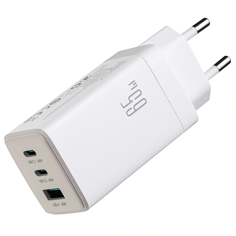 Nettlader med USB-C-kabel Joyroom JR-TG10, 65W, 3.25A, 1 x USB-A - 2 x USB-C, Hvit