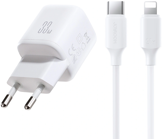 Nettlader med Lightning-kabel Joyroom JR-TG7, 33W, 3A, 1 x USB-A - 1 x USB-C, Hvit