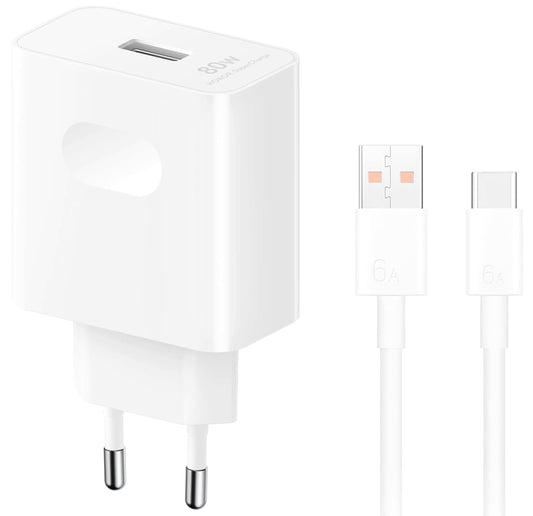 Nettlader med USB-C-kabel Honor, 80W, 1 x USB-A, hvit