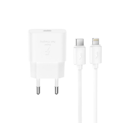 Nettlader med Lightning-kabel XO Design L167, 25W, 3A, 1 x USB-C, hvit