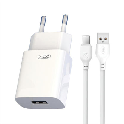 Nettlader med USB-C-kabel XO Design L99, 12W, 2.4A, 1 x USB-A, Hvit