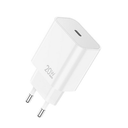 Nettlader med USB-C-kabel Sendem OG73, 20W, 3A, 1 x USB-C, hvit