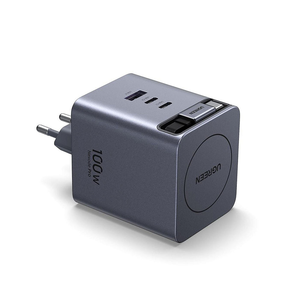 Nettlader med USB-C-kabel UGREEN X616 (65828), 100W, 5A, 1 x USB-A - 3 x USB-C, Grå