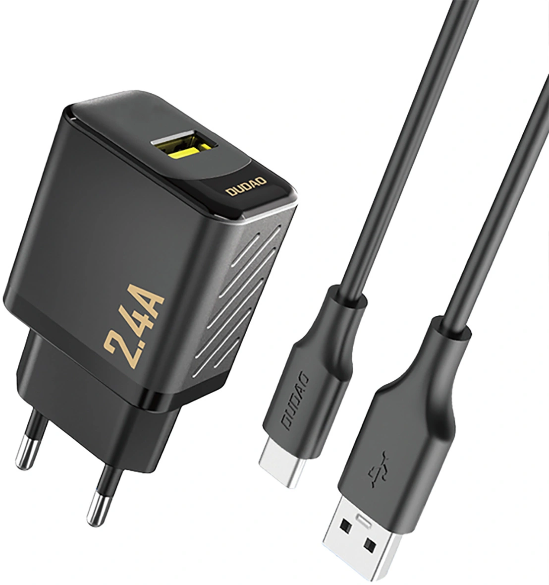 Nettlader med USB-C-kabel Dudao A23TEU, 12W, 2.4A, 1 x USB-A, svart