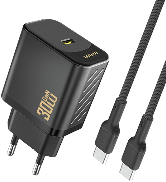 Nettlader med USB-C-kabel Dudao A27PCEU, 30W, 3A, 1 x USB-C, svart