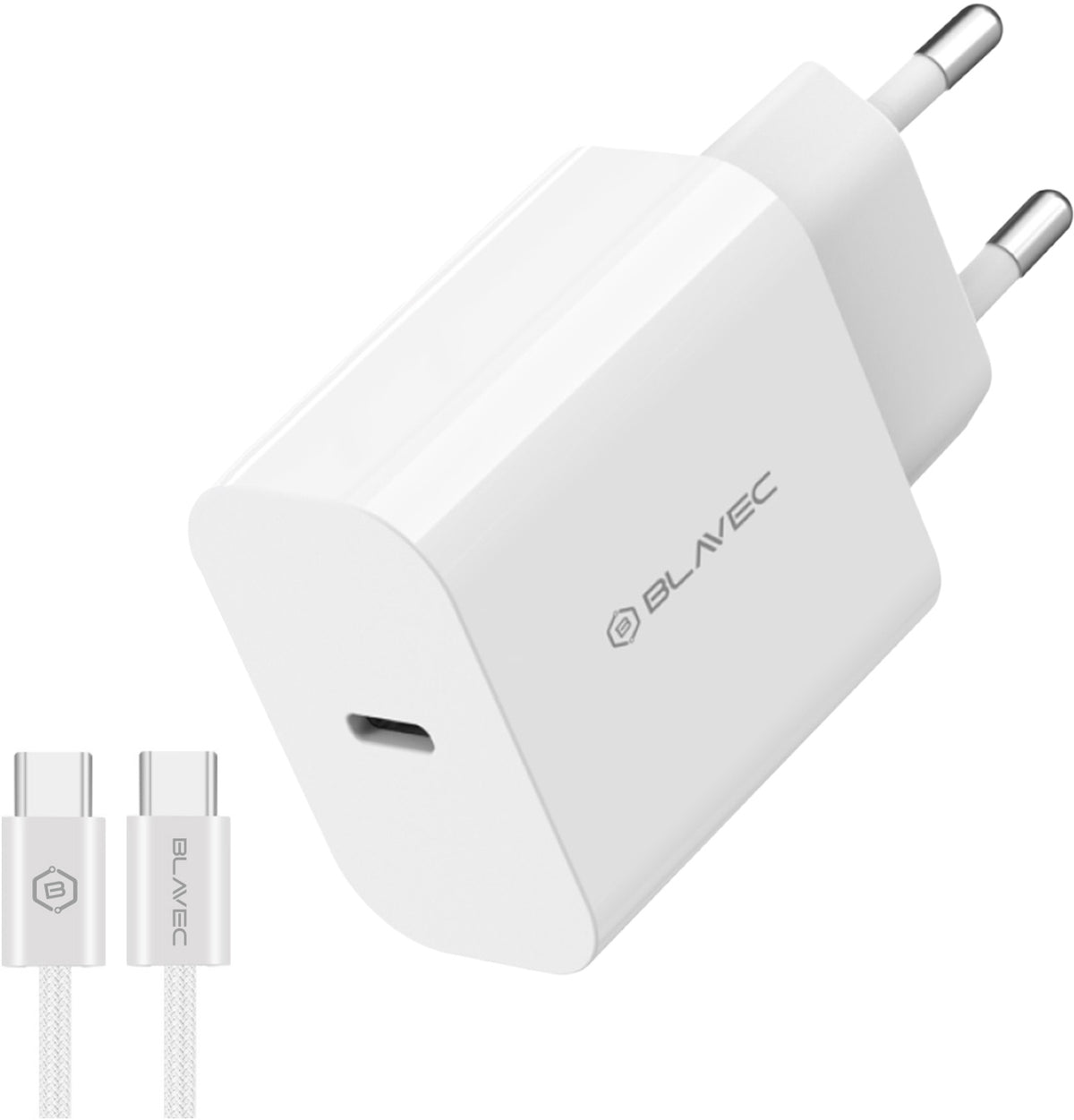 Blavec BC-14 USB-C-nettlader med kabel, 30 W, 3 A, 1 x USB-C, hvit