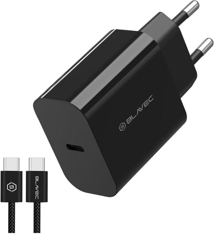 Blavec BC-14 nettadapter med USB-C-kabel, 30 W, 3 A, 1 x USB-C, svart