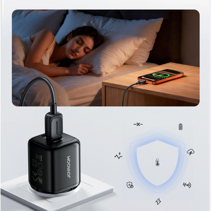 Nettlader med USB-C-kabel Joyroom JR-TG7, 33W, 3A, 1 x USB-A - 1 x USB-C, Svart