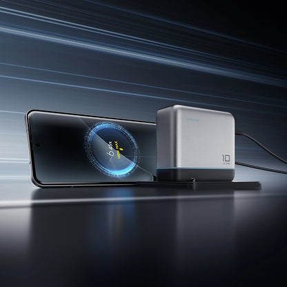 Nettlader med USB-C-kabel Cuktech AD1204U Display, 120W, 6A, 1 x USB-A - 2 x USB-C, Sølv