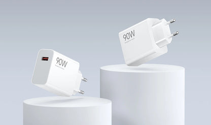 Nettlader med USB-C-kabel fra Xiaomi, 90W, 6.1A, 1 x USB-A, Hvit