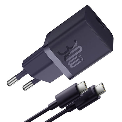 Nettlader med USB-C-kabel Baseus GaN Mini 1C, 30W, 3A, 1 x USB-C, Lilla P10110902523-00