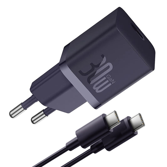 Nettlader med USB-C-kabel Baseus GaN Mini 1C, 30W, 3A, 1 x USB-C, Lilla P10110902523-00