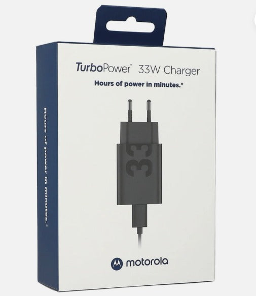 Nettlader med USB-C-kabel fra Motorola, 33W, 3A, 1 x USB-A, Svart PG38C06448