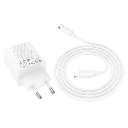 Nettlader med USB-C-kabel HOCO N55, 20W, 3A, 2 x USB-A - 2 x USB-C, Hvit