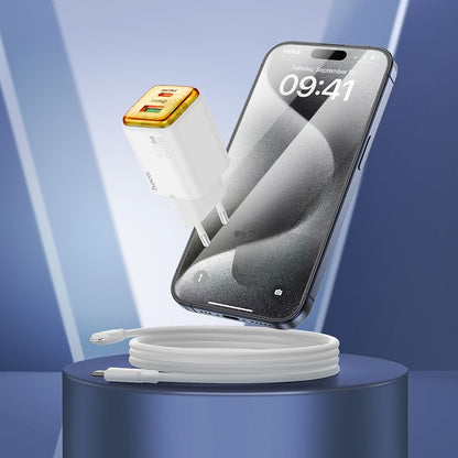 Nettlader med USB-C-kabel HOCO N52, 20W, 3A, 1 x USB-A - 1 x USB-C, Hvit