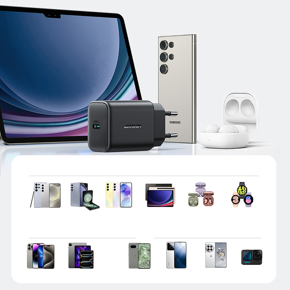 Nettlader med USB-C-kabel Joyroom JR-TCF23, 25W, 3A, 1 x USB-C, Svart