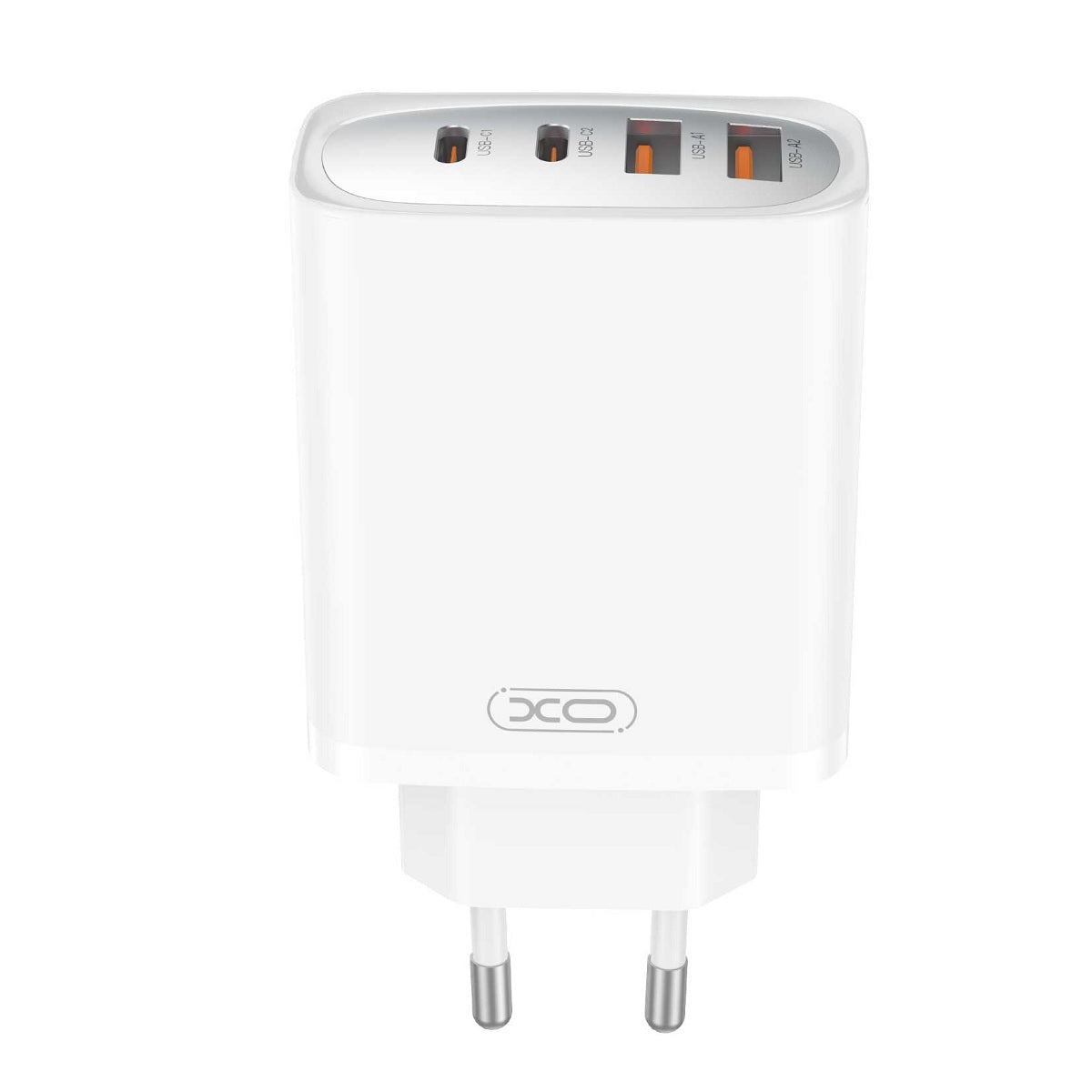 Nettlader med USB-C-kabel XO Design CE22, 45W, 3A, 2 x USB-A - 2 x USB-C, Hvit