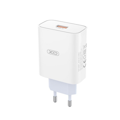 Nettlader med USB-C-kabel XO Design L164, 30W, 1 x USB-A, Hvit