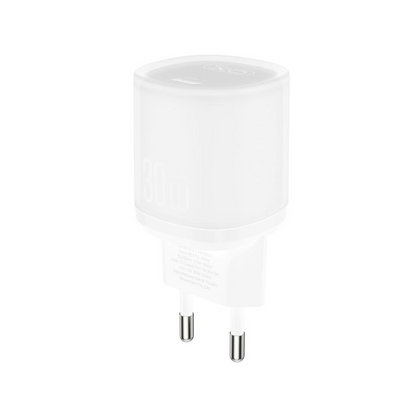 Nettlader med USB-C-kabel XO Design L150, 30W, 3A, 1 x USB-C, Hvit