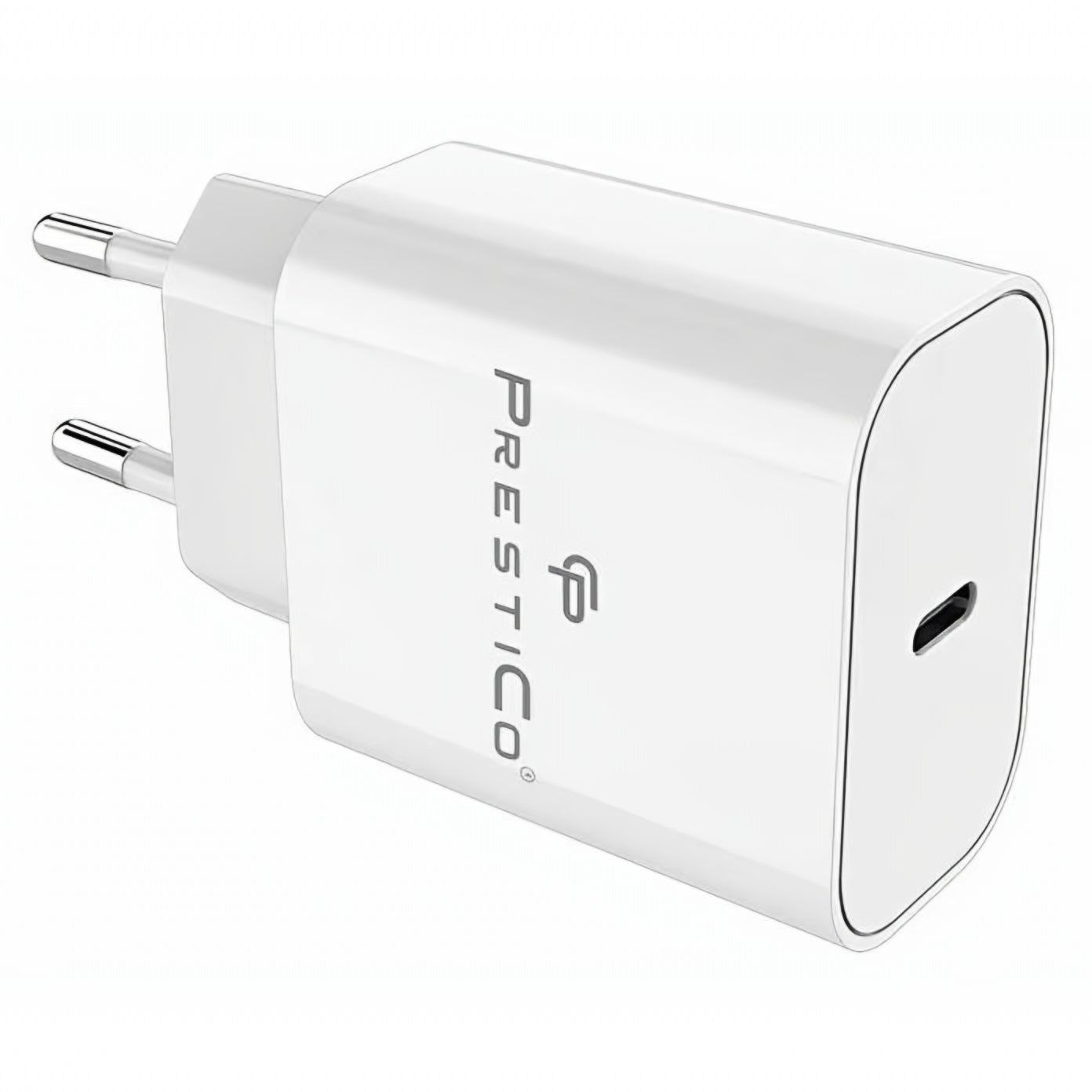 Nettlader med USB-C-kabel Prestico F15S-C, 30W, 3A, 1 x USB-C, Hvit