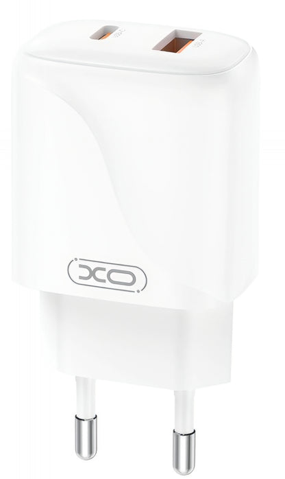 Nettlader med USB-C-kabel XO Design L158, 20W, 3A, 1 x USB-A - 1 x USB-C, Hvit