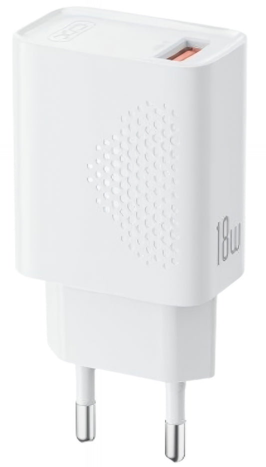 Nettlader med microUSB-kabel XO Design L159, 18W, 3A, 1 x USB-A, Hvit