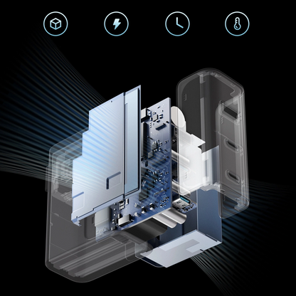 Nettlader med USB-C-kabel Cuktech, 100W, 5A, 1 x USB-A - 2 x USB-C, Grå CUKAD1003EUG