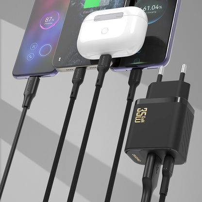 Nettlader med USB-C-kabel Dudao A27 Max, 35W, 1 x USB-A - 1 x USB-C, Svart