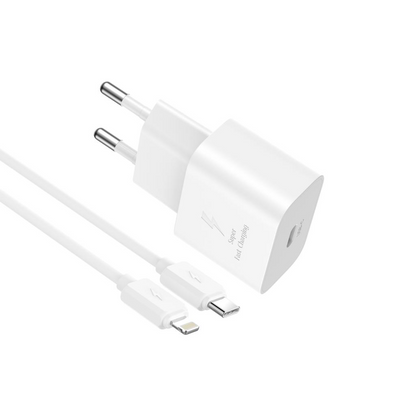 Nettlader med Lightning-kabel XO Design L167, 25W, 3A, 1 x USB-C, hvit