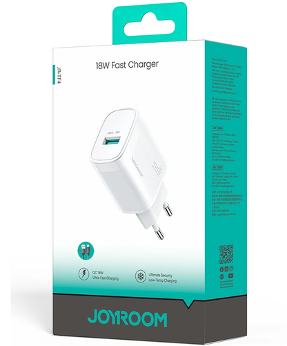 Nettlader med USB-C-kabel Joyroom JR-TF4, 18W, 3A, 1 x USB-A, Hvit