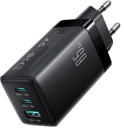 Nettlader med USB-C-kabel Joyroom JR-TG10, 65W, 3,25A, 1 x USB-A - 2 x USB-C, Svart