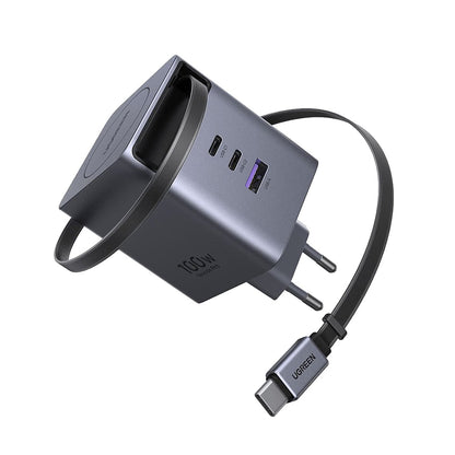 Nettlader med USB-C-kabel UGREEN X616 (65828), 100W, 5A, 1 x USB-A - 3 x USB-C, Grå